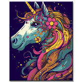 Painting by Numbers for Children Unicorn with Flowers